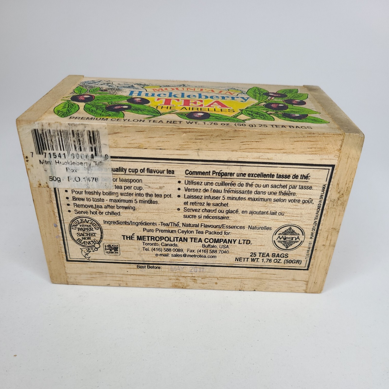 Mlesna Premium Ceylon Tea Wooden Box huckleberry -empty