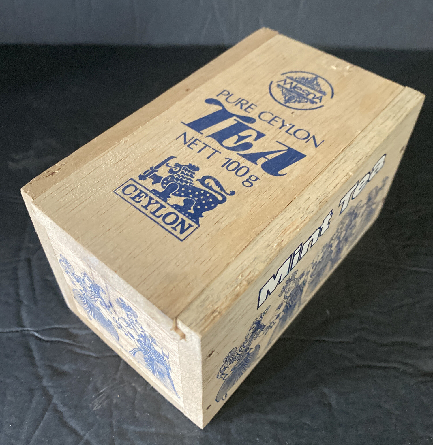 Mint Tea Mlesna Pure Ceylon Tea Wooden Box 100g Empty Box Vintage Collectible
