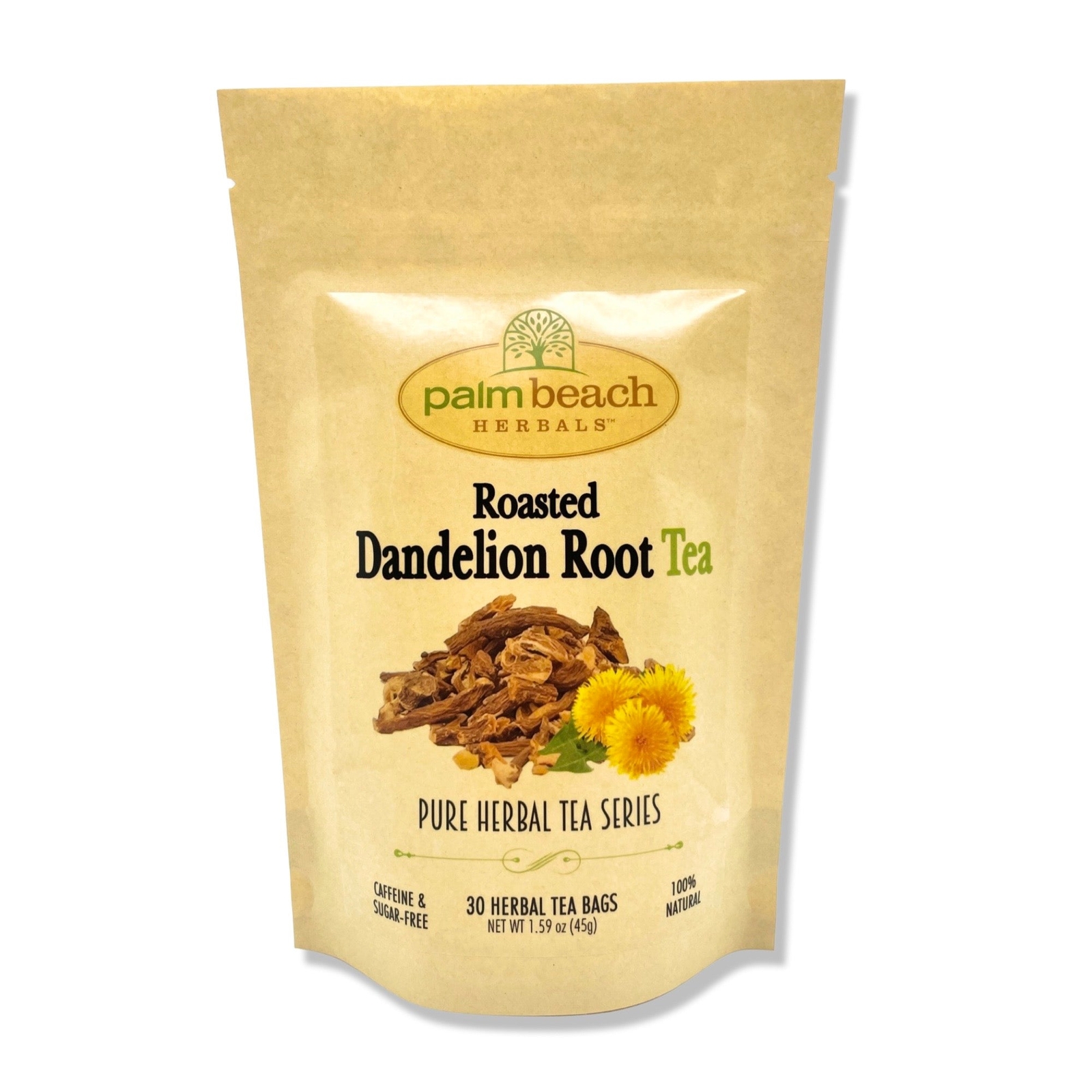 Roasted Dandelion Root Tea by Palm Beach Herbals | 30ct, Caffeine-Free
