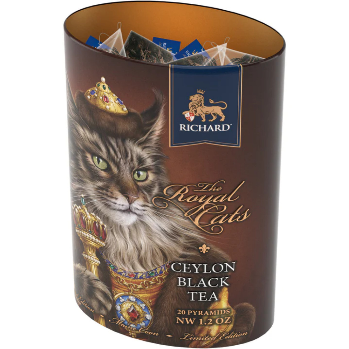 MAINE COON Richard Royal Cat Ceylon Black Tea 20 Pyramids GIFT TIN Limited