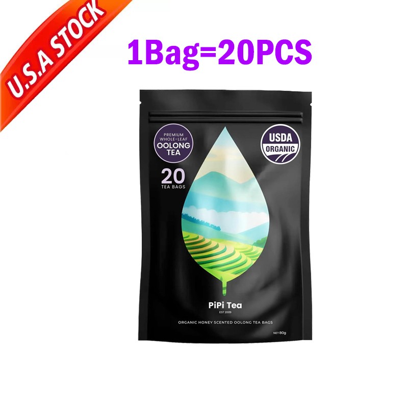 PiPi Tea Organic Oolong Tea Bags – Whole Leaf, 20 Bags (4g Each) – Cortisol & Ca