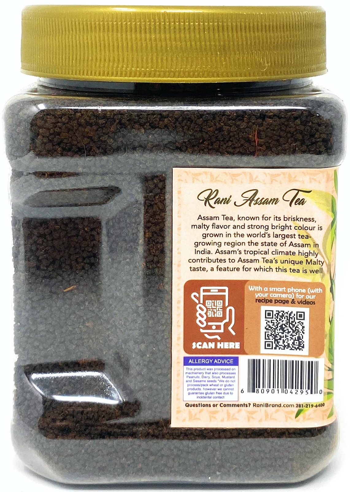 Rani Assam Tea (Indian Loose Leaf Bold Black Tea) 12oz (340g) PET Jar