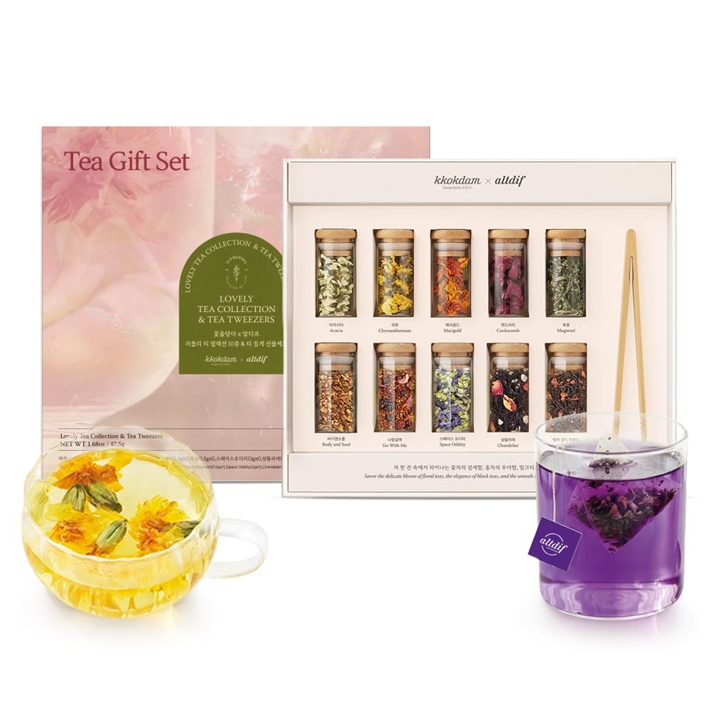 Premium 10-Tea Sampler Gift Set with Wooden Tweezers – 5 Blooming Flower & 5 …