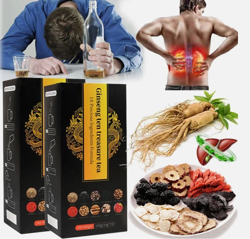 Ginseng Ten Treasures Tea, Chinese Herbal Kidney Detox Tea for Men & Women USA