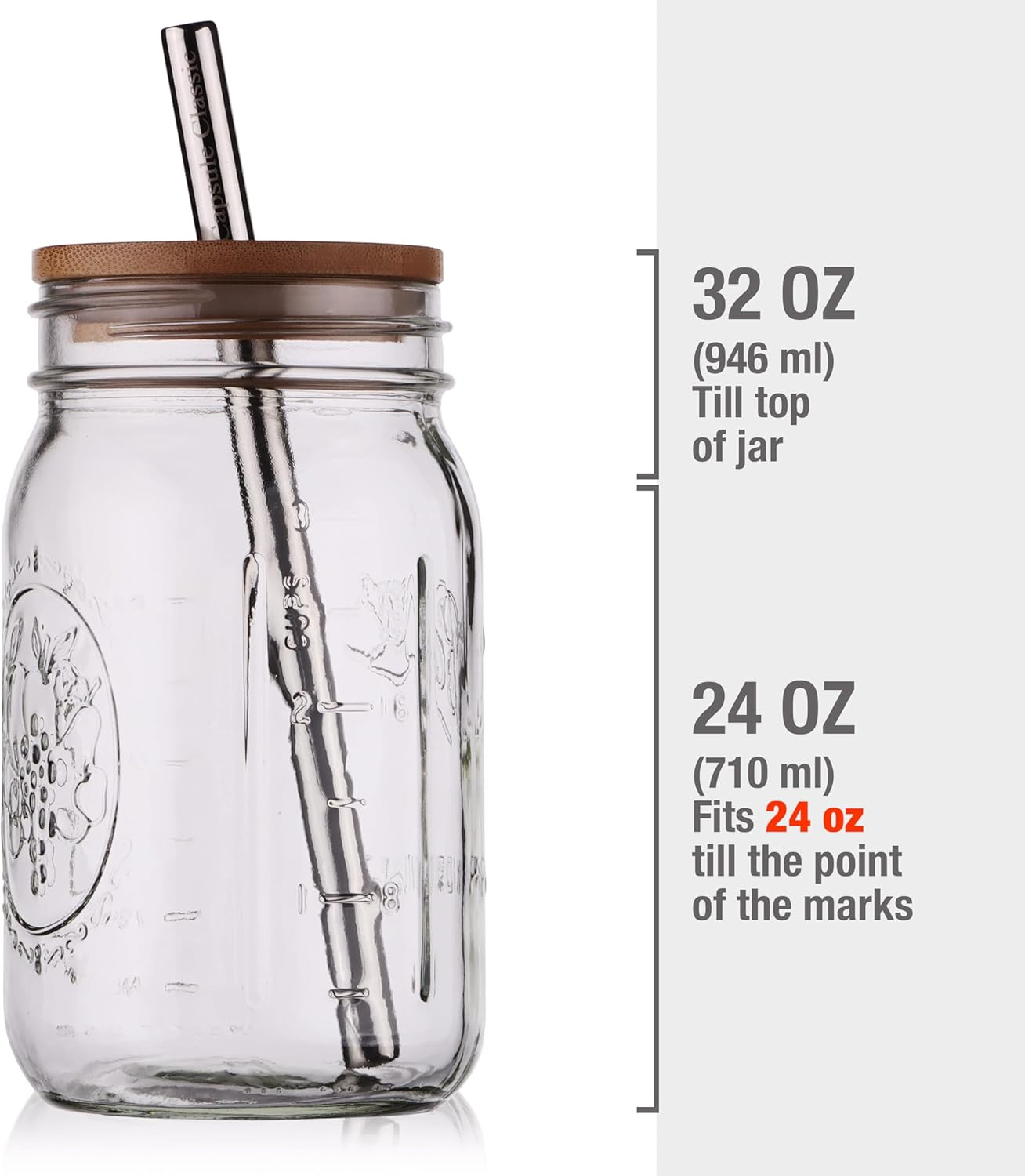 Reusable Boba Bubble Tea & Smoothie Cups – 2 Glass Wide Mouth 32 Oz Mason Jars w