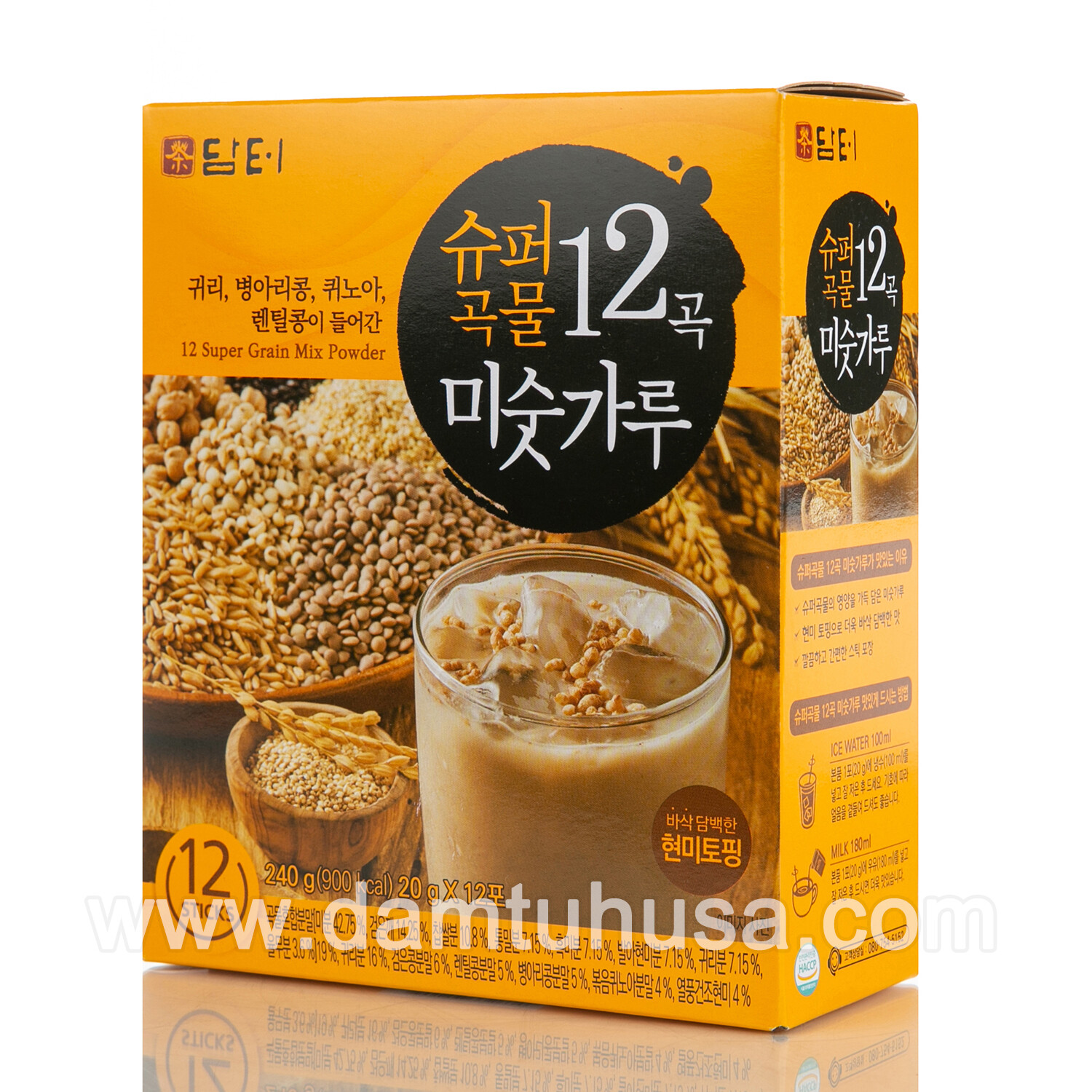 Damtuh 12 Super Grain Mix Powder Tea 20g x 12 pcs, Korean Tea