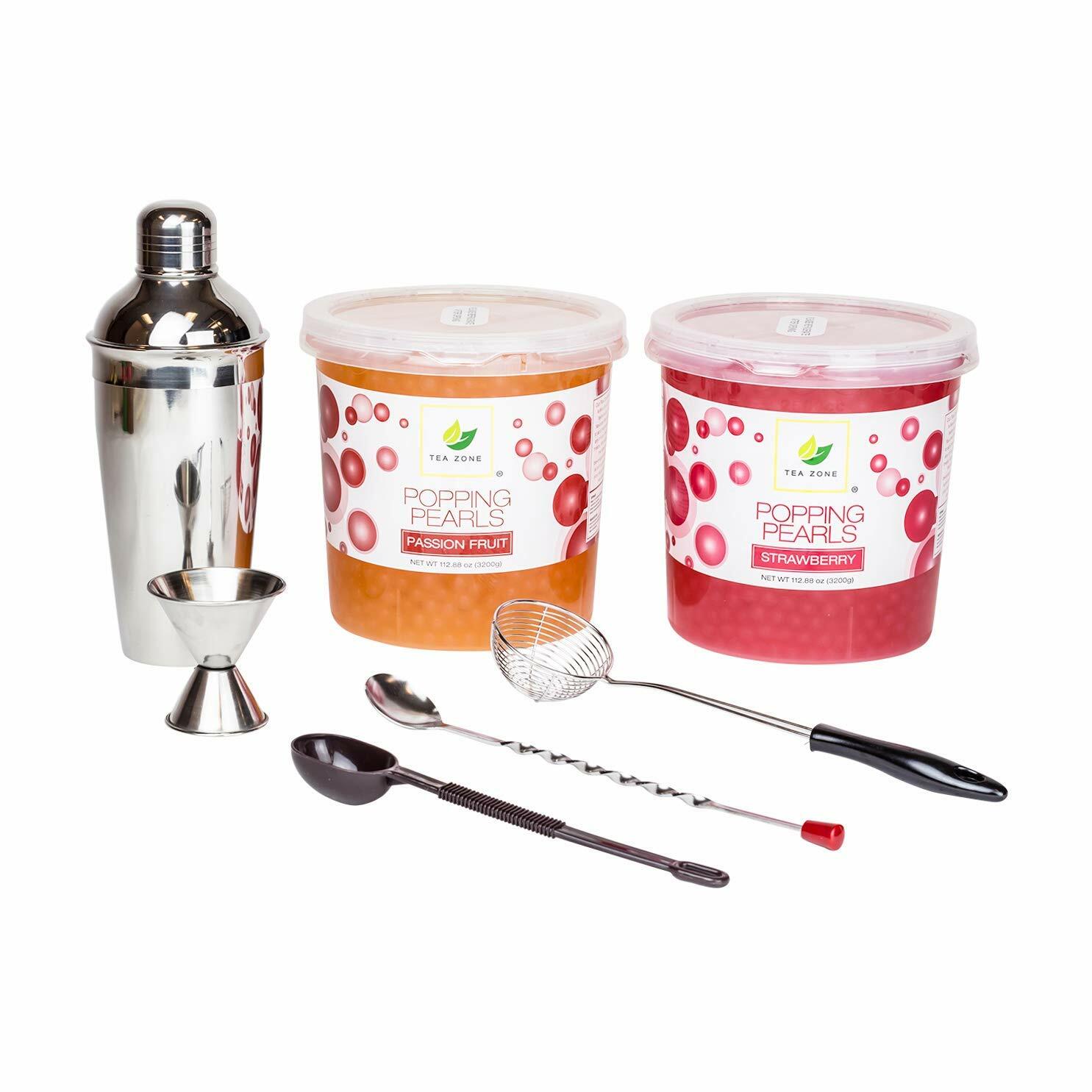 Tea Zone Strawberry Popping Pearls/Popping Boba(B2053, 7lbs) for Boba Tea