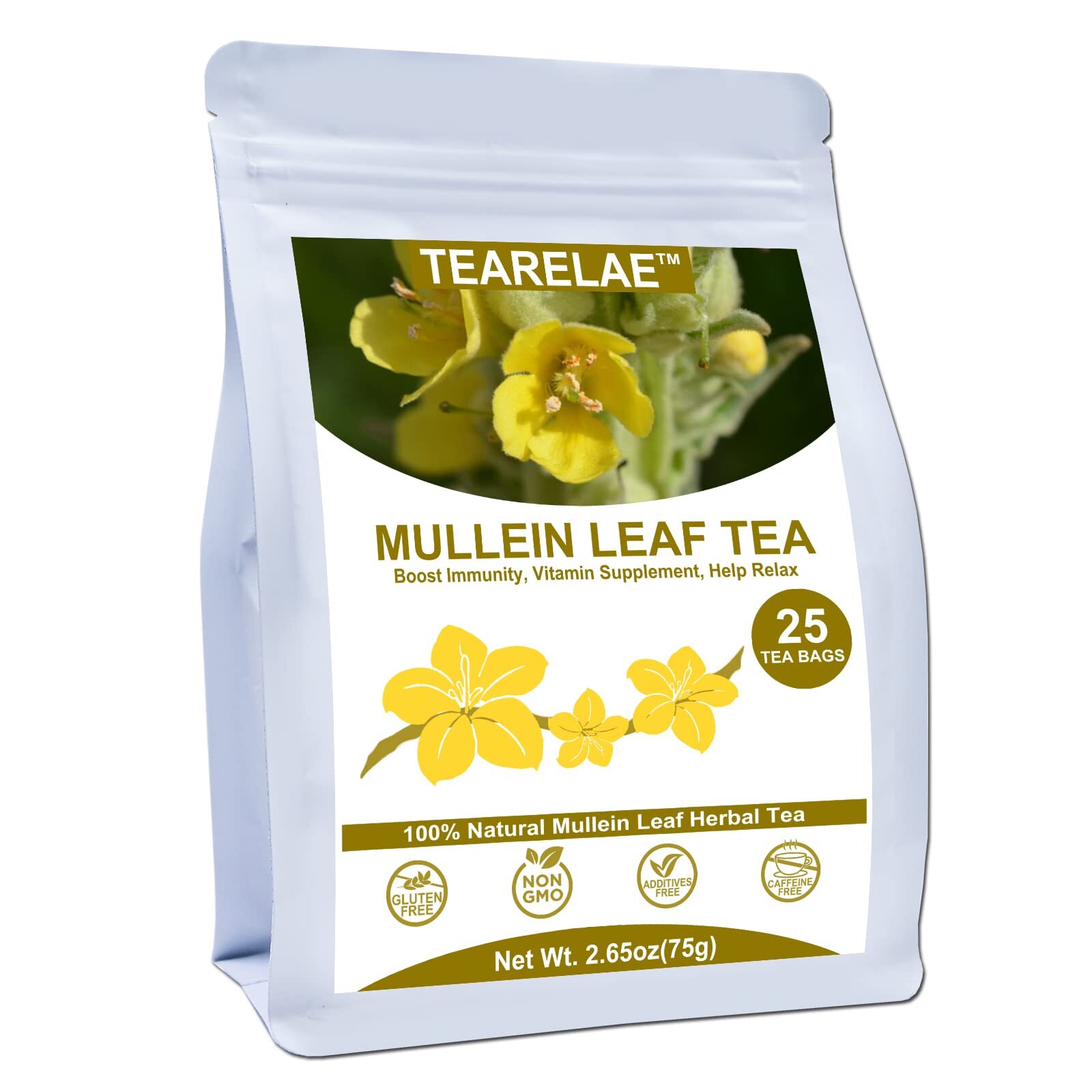 TEARELAE – Mullein Tea Bags For Lungs – 2.65 oz/75g 3g X 25 Bags – 100% Pure …