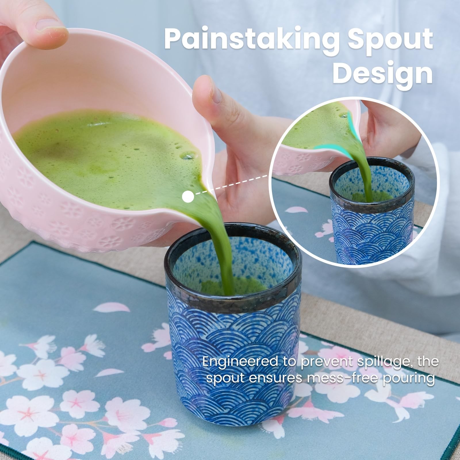 Matcha Whisk Set, Matcha Set Whisk And Bowl, 8 Pcs Matcha Kit Set(Cherry Blos…