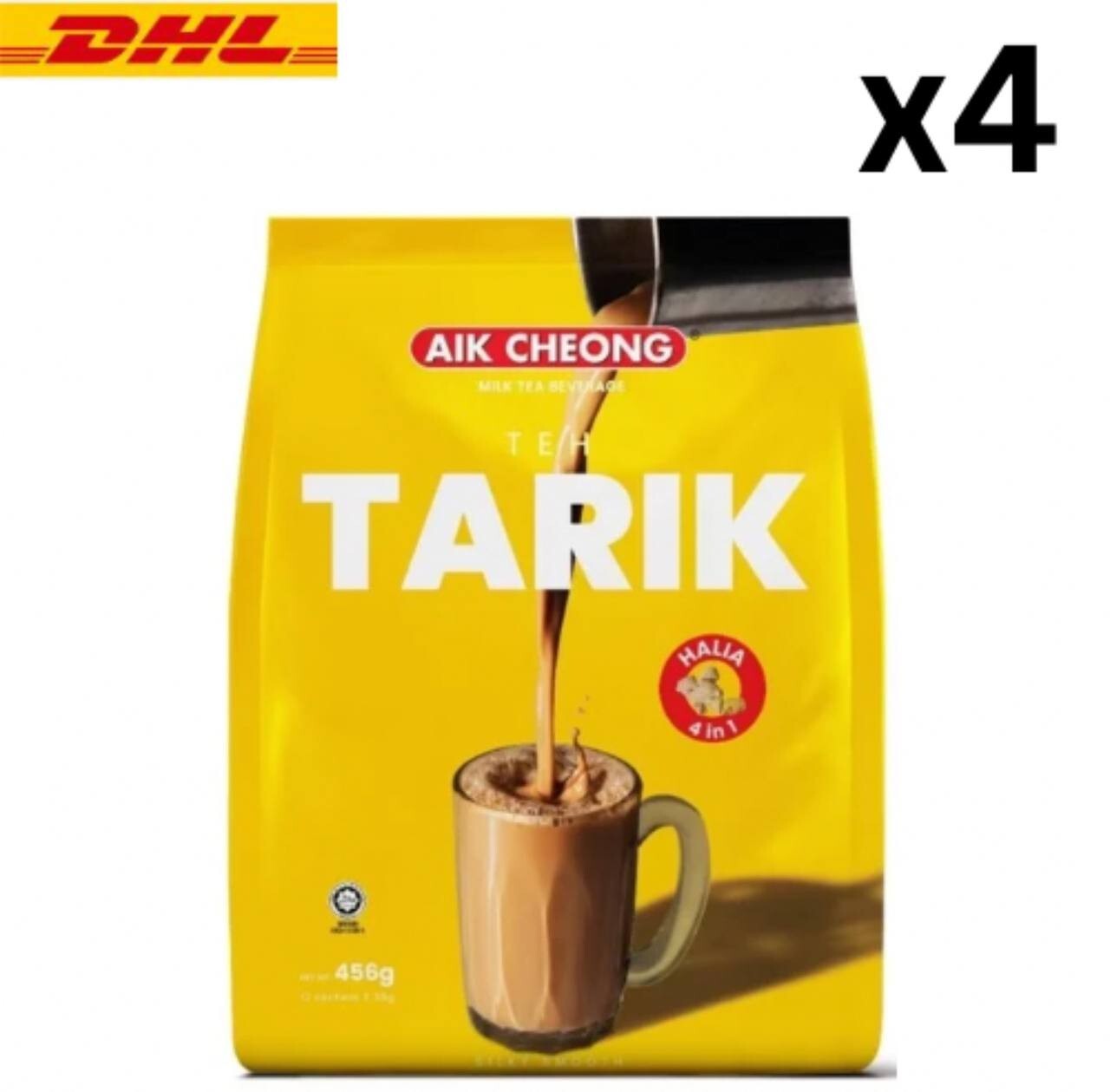 AIK CHEONG GINGER Milk Tea 4in1 Teh Tarik Halia [12 Sachet x 38g] x 4 Packs