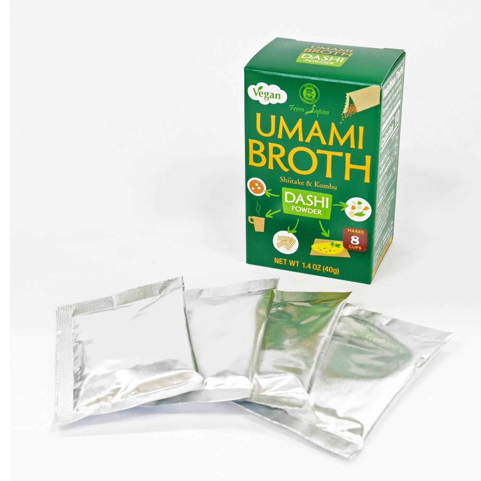 Muso Vegan Umami Dashi Powder 1.4oz Pack of 6 Rich Japanese Broth Base