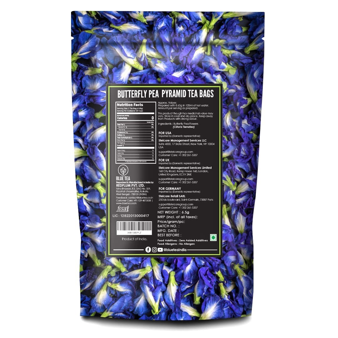Butterfly Pea Flower Tea 10 Count Pyramid Plant Based Tea Bag | ANTIOXIDAN…