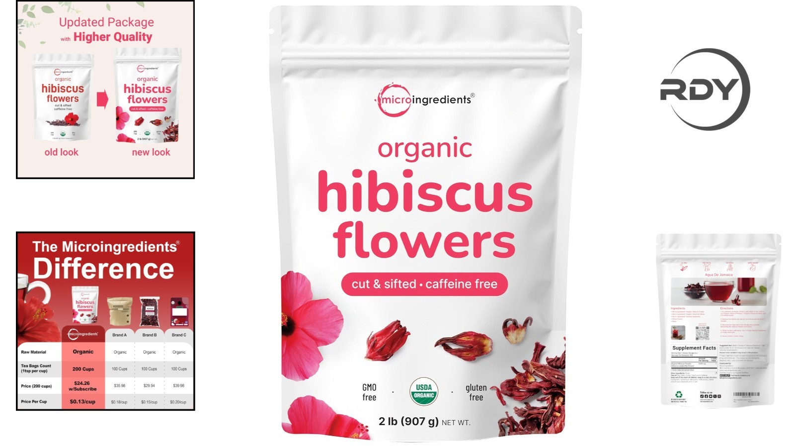 Caffeine-Free Organic Hibiscus Flowers, 2 lbs | Versatile Tea for Every Occasion