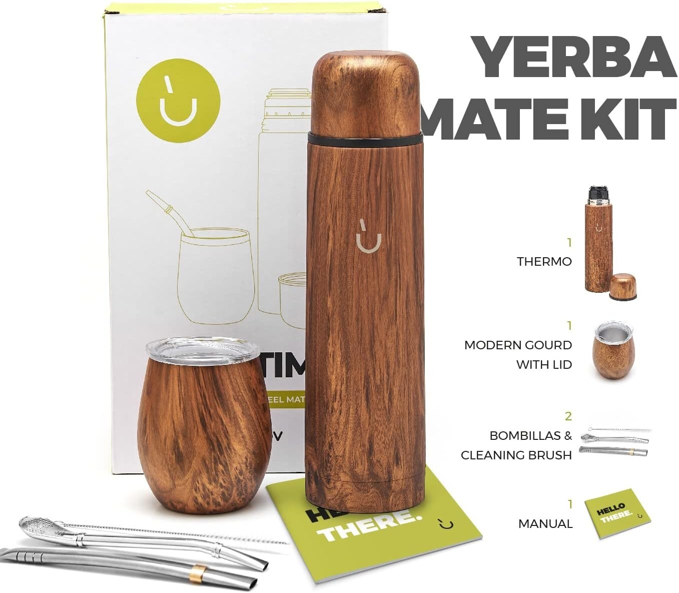 Luxury Yerba Mate Gourd Tea Set with Thermal Flask & Sustainable Accessories