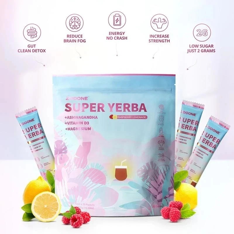 Zooone Super Yerba Instant Powder- Raspberry Lemonade –30 Servings
