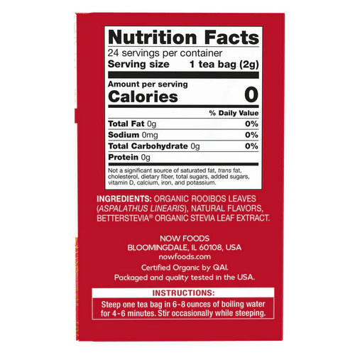 Better Off Red Rooibos Tea Vanilla Citrus Blush 24 bags By Now Foods