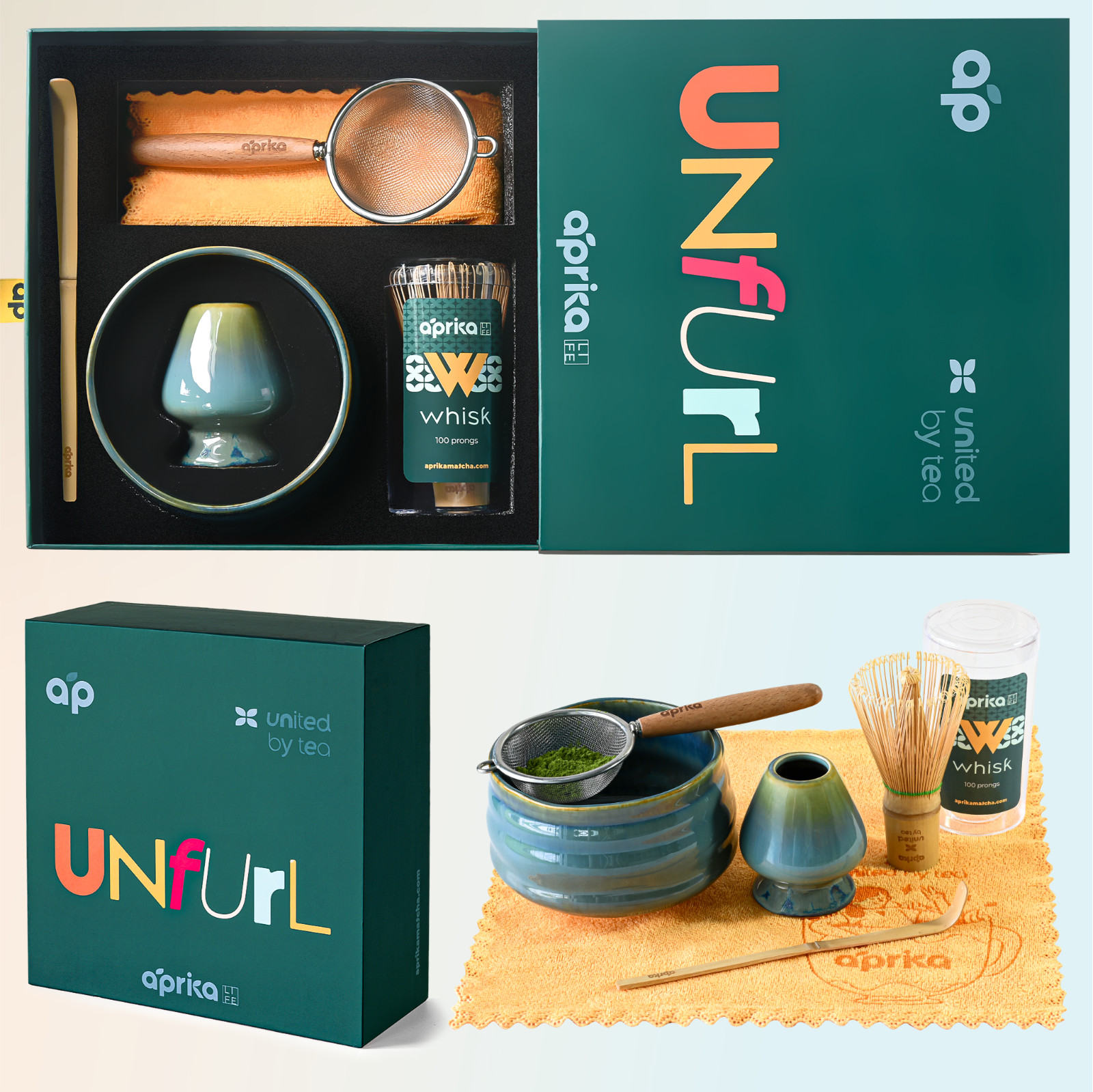 Complete Matcha Starter Set: Bowl, Holder, Whisk, Scoop, Sifter, Tea Cloth
