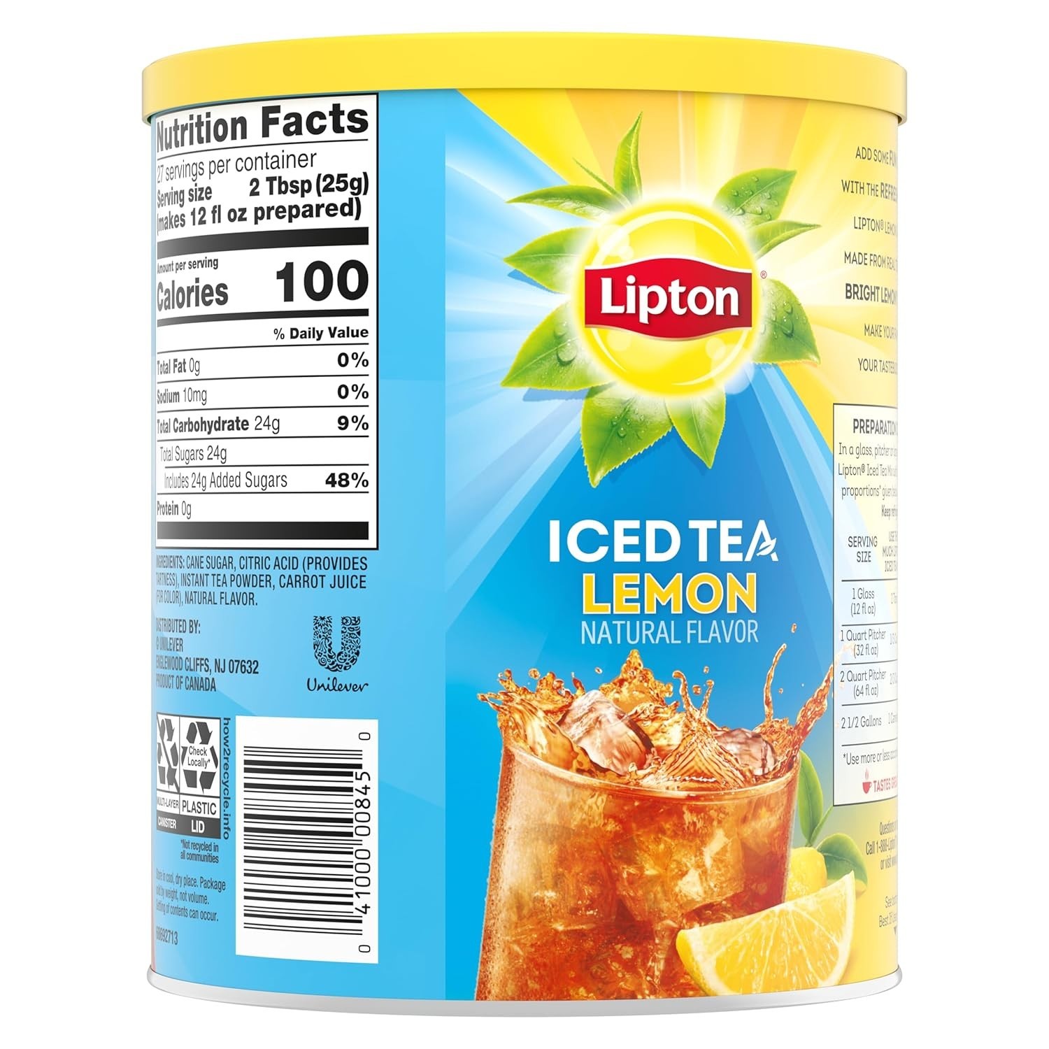 Luxurious Lemon Iced Tea Mix – Sweetened Powder, Makes 10 Quarts of Refreshment