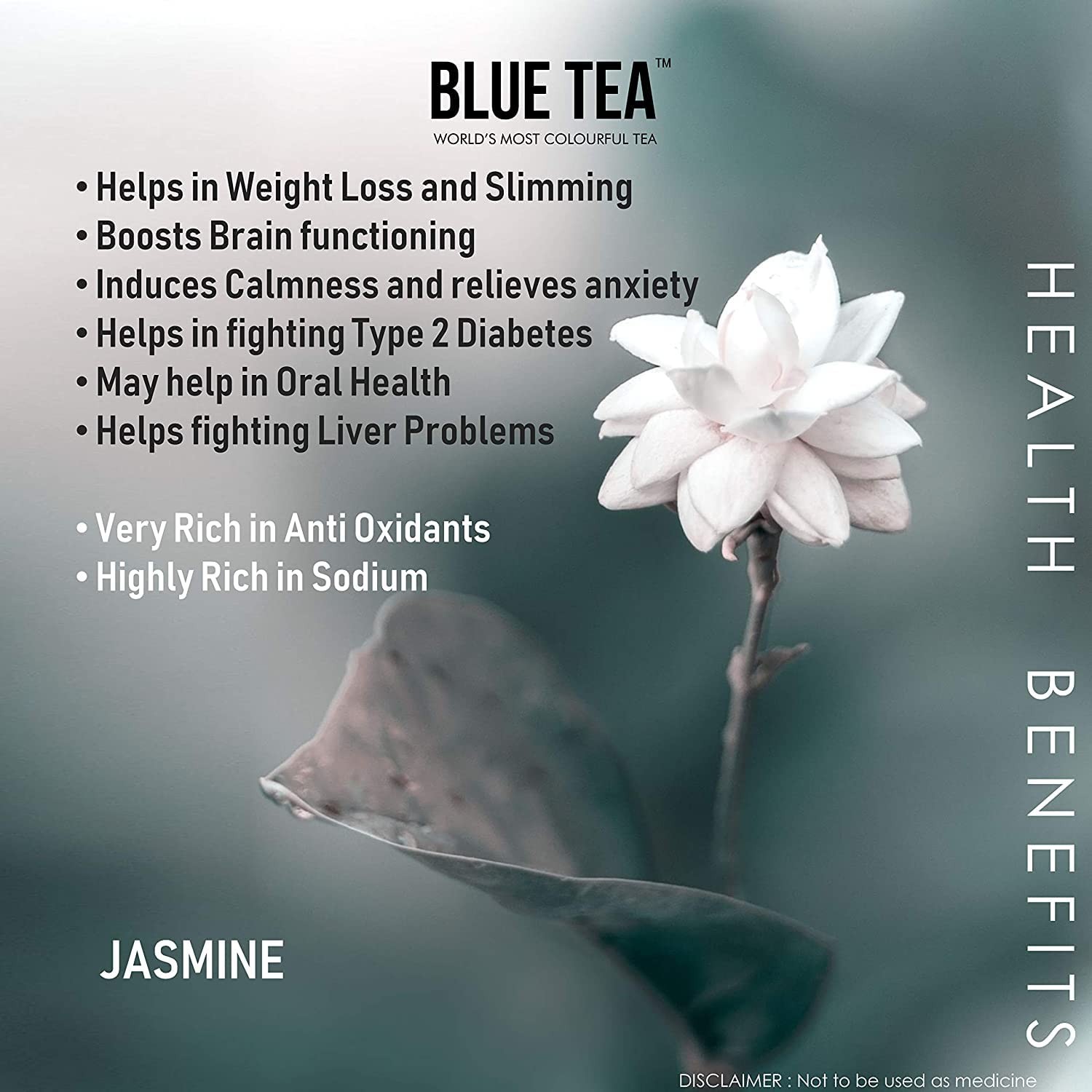 BLUE TEA – Jasmine Flower Herbal Tea, 1 Oz 30 Cups, 100% Natural | FREESHIP