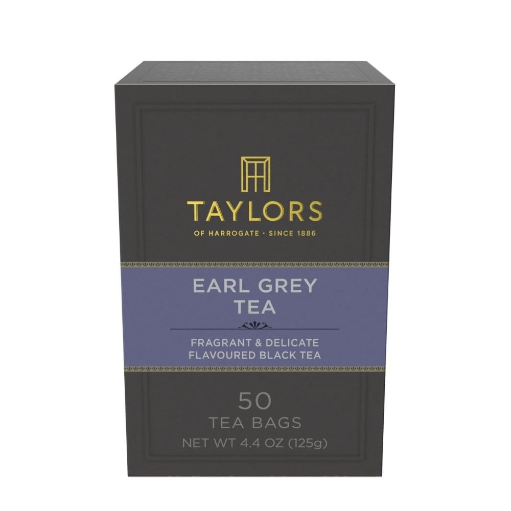 50 Count Earl Grey Black Tea Bags, Perfectly Caffeinated, Allergen-Free, Natural