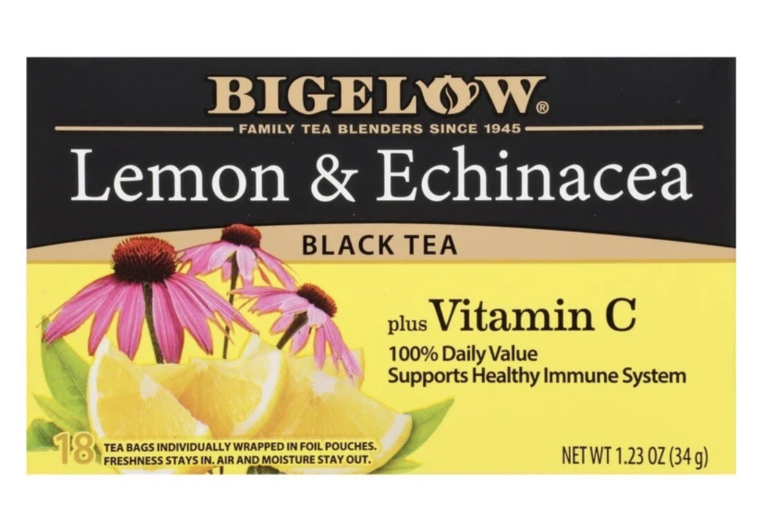 Bigelow Lemon & Echinacea Plus Vitamin C, Black Tea Bags, 18 Count