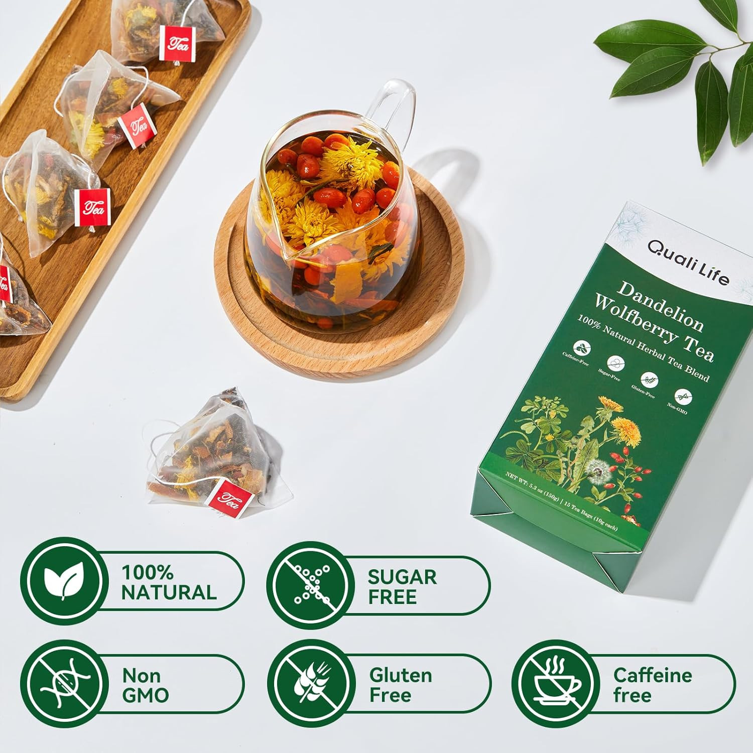 Dandelion Wolfberry Tea – Liver & Kidney Detox Herbal Tea, Summer Cleanse with C