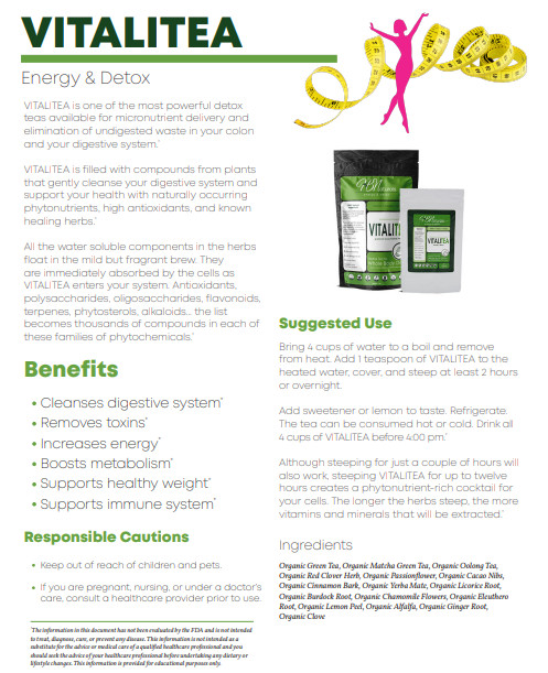 VitaliTea Whole Body Organic Detox Tea | Removes Toxins, Increases Energy