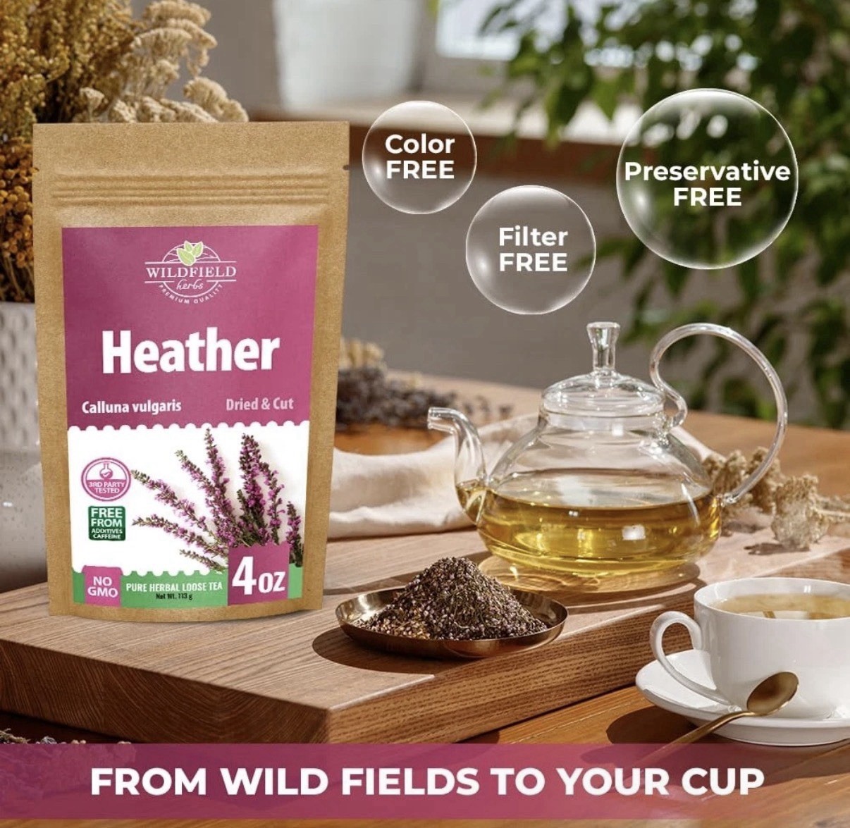 Dried Heather Flowers & Leaves Herbal Tea 4 oz Calluna vulgaris 113g