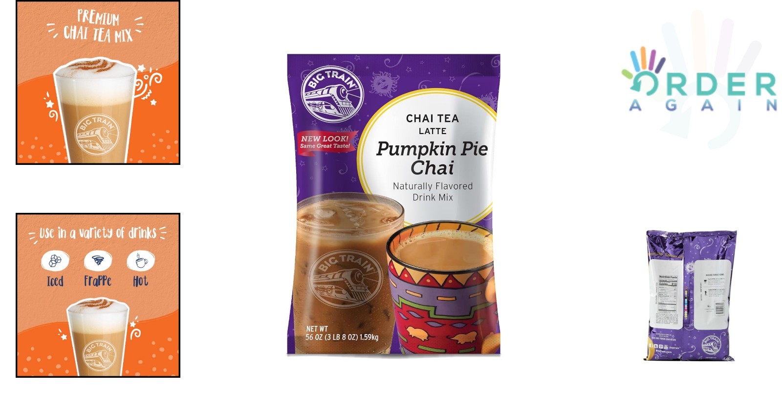 Pumpkin Pie Chai Tea Single Bag 3.5lb Spiced Latte Mix for Hot Iced Drinks
