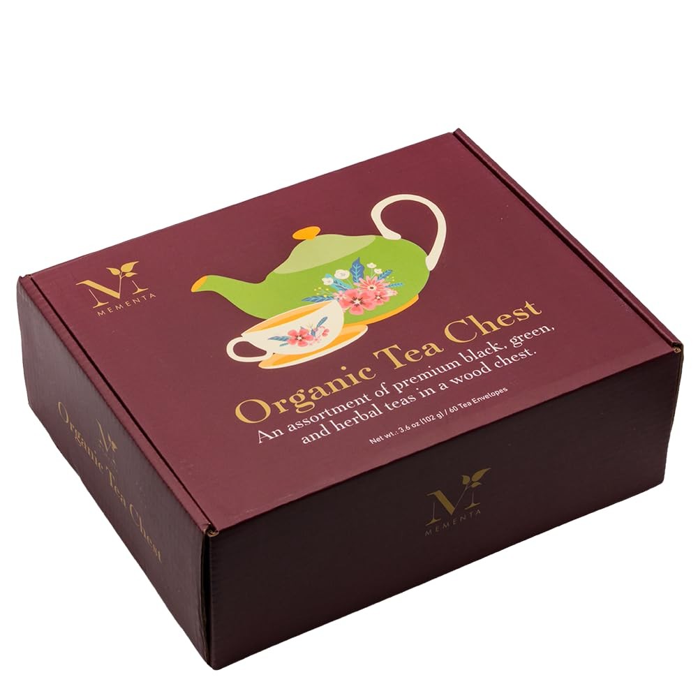 Inc Organic Wooden Tea Chest – 60 Tea Bags Individually Wrapped : Assorted Te…