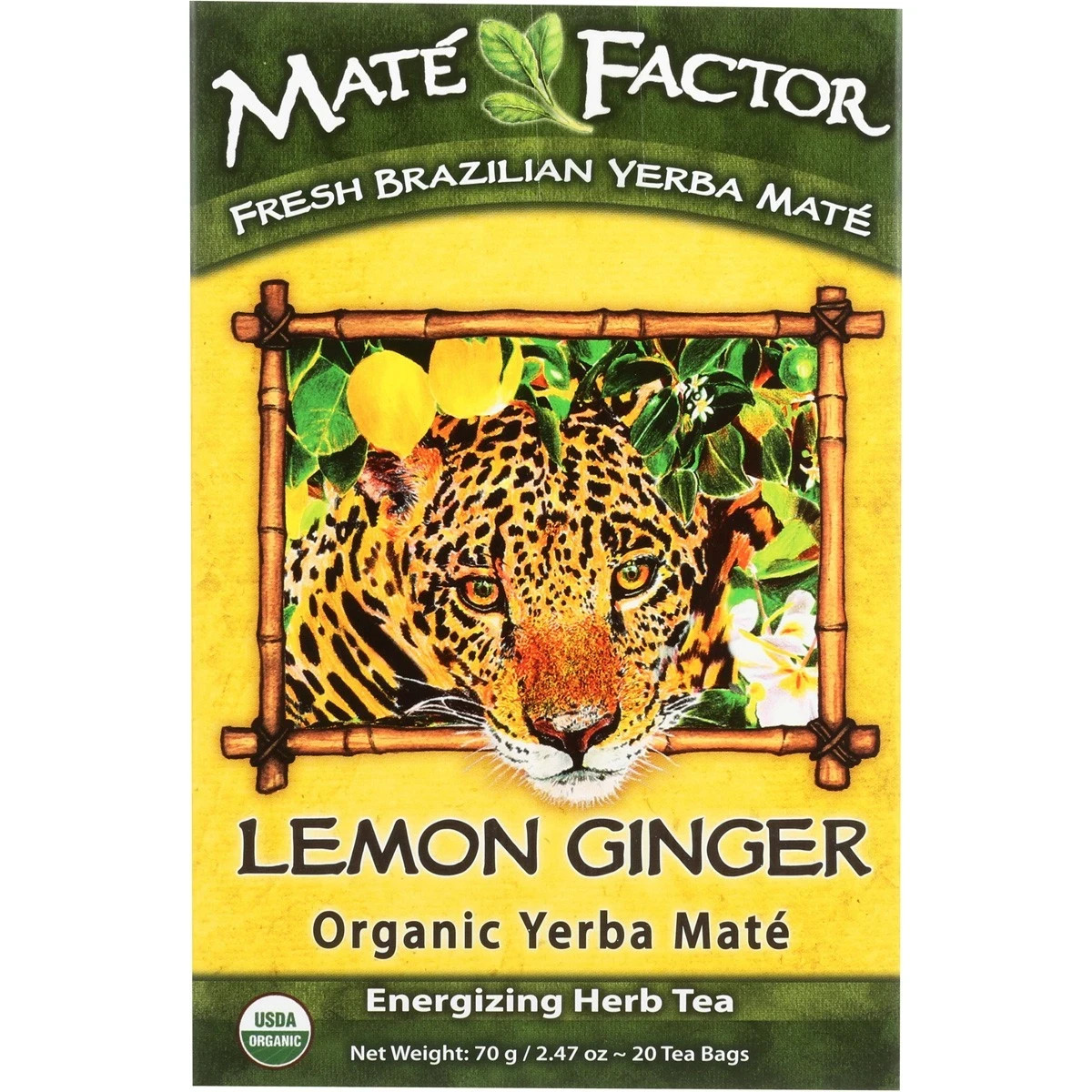 Organic Yerba Mate – Energizing Herb Tea Lemon Ginger 20 pckts Each (Pack of 4)