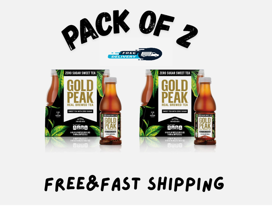 (2 PACK) Gold Peak Iced Tea, Zero Sugar Sweet Tea Bottles, 16.9 fl oz, 6 pack