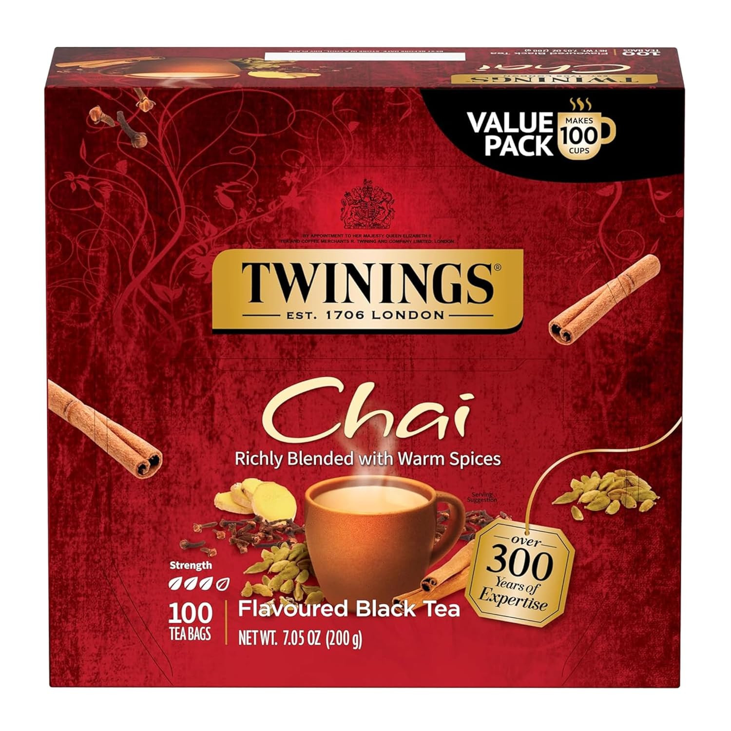 English Breakfast Black Tea Individually Wrapped Bags, 100 Count (Pack of 1), Sm