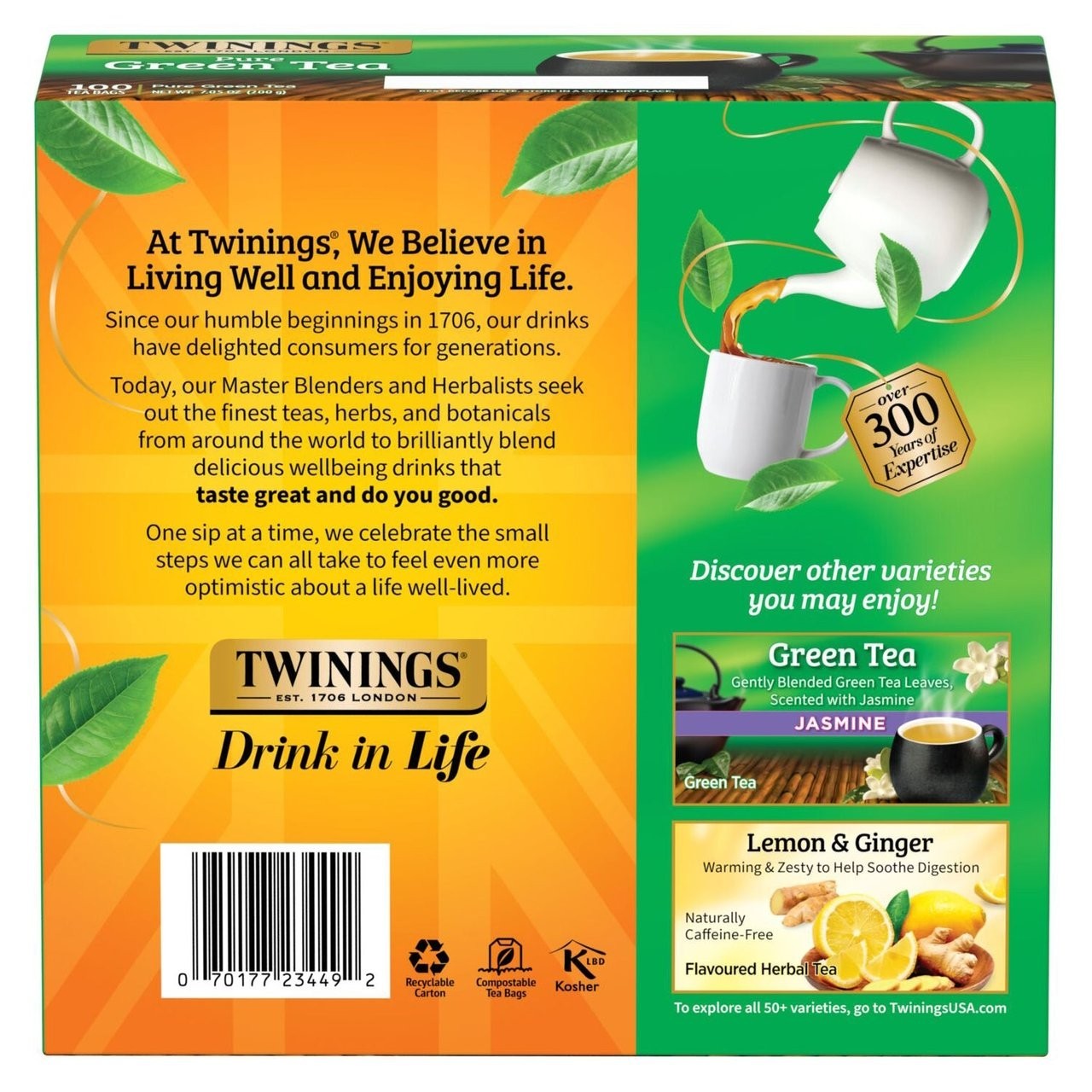 Twinings Pure Green Tea Individually Wrapped Bags 100 Count Pack of 1 Smooth …