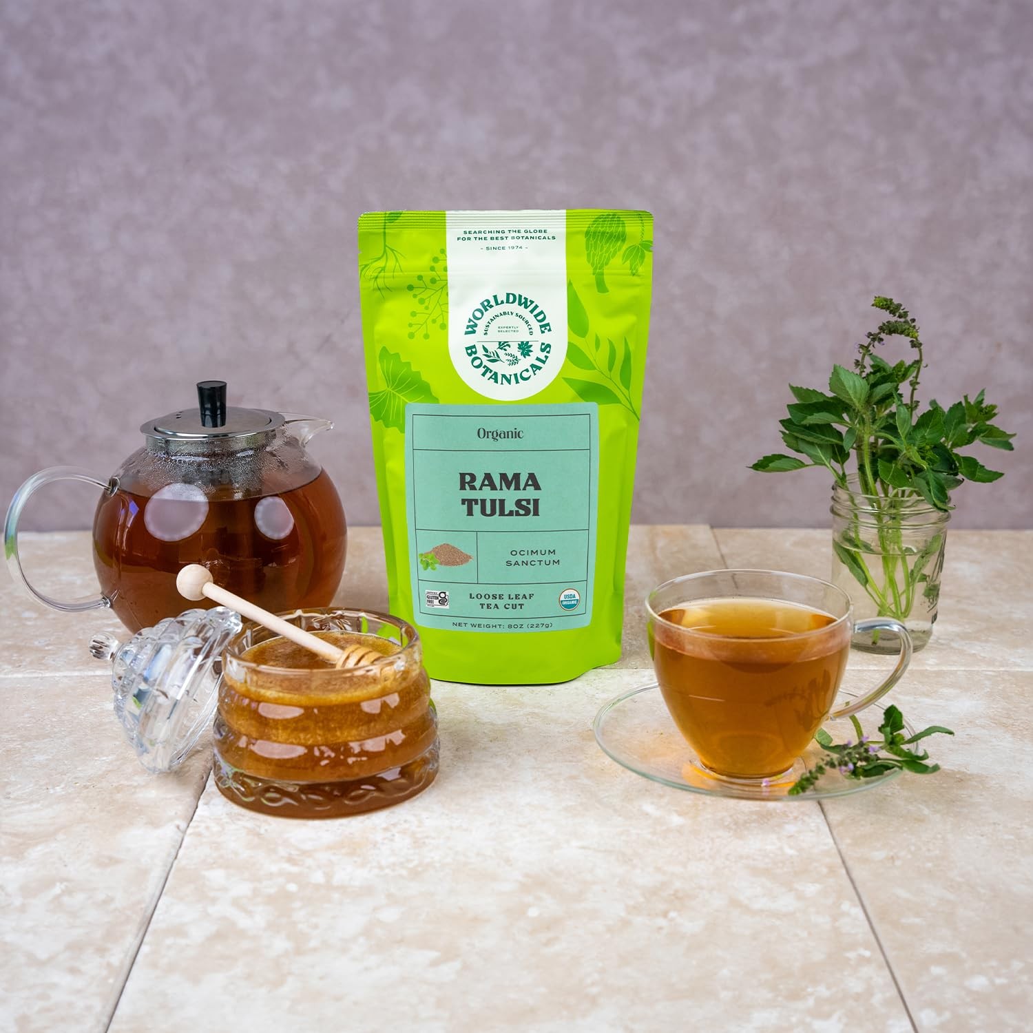 Organic Holy Basil Tea, 8oz – Tulsi Rama – Loose Leaf Premium Herbal Tea, 100…