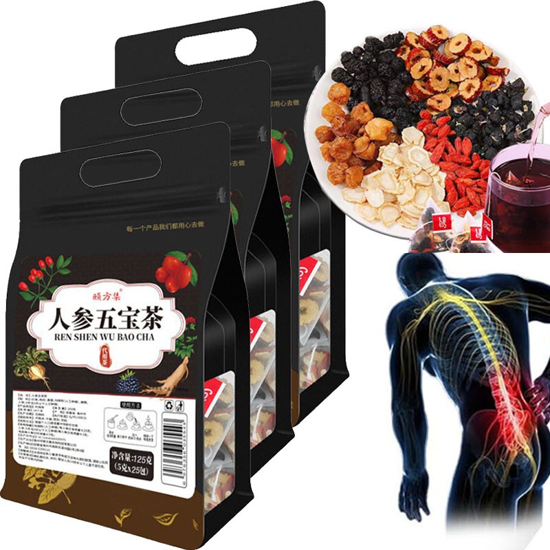 Ginseng Five Treasures Tea Kidney Tea, Natural Organic Kidney Cleanse Detox Tea