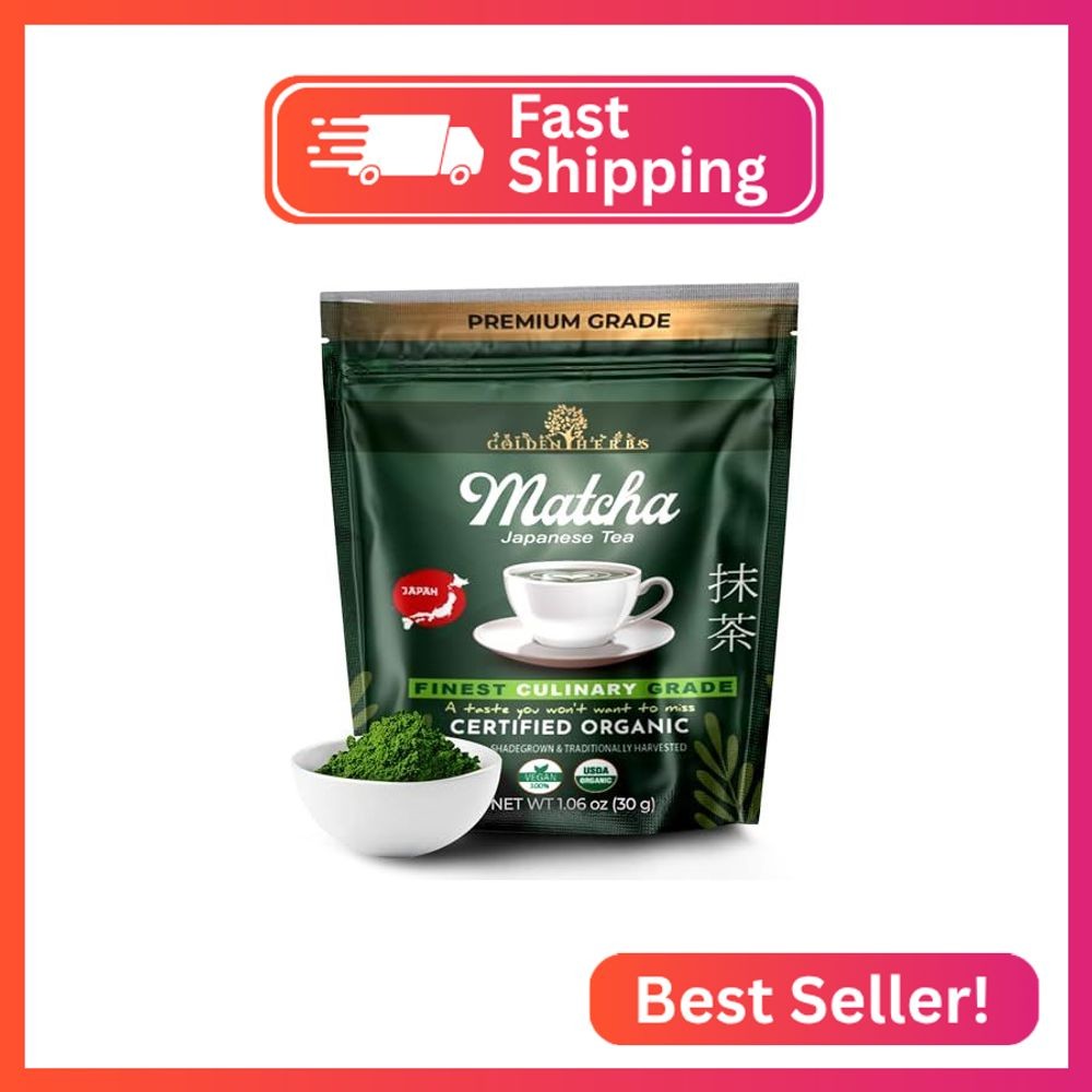 Golden Herbs Culinary Grade Matcha Organic Japanese Green Tea Powder for Lattes,