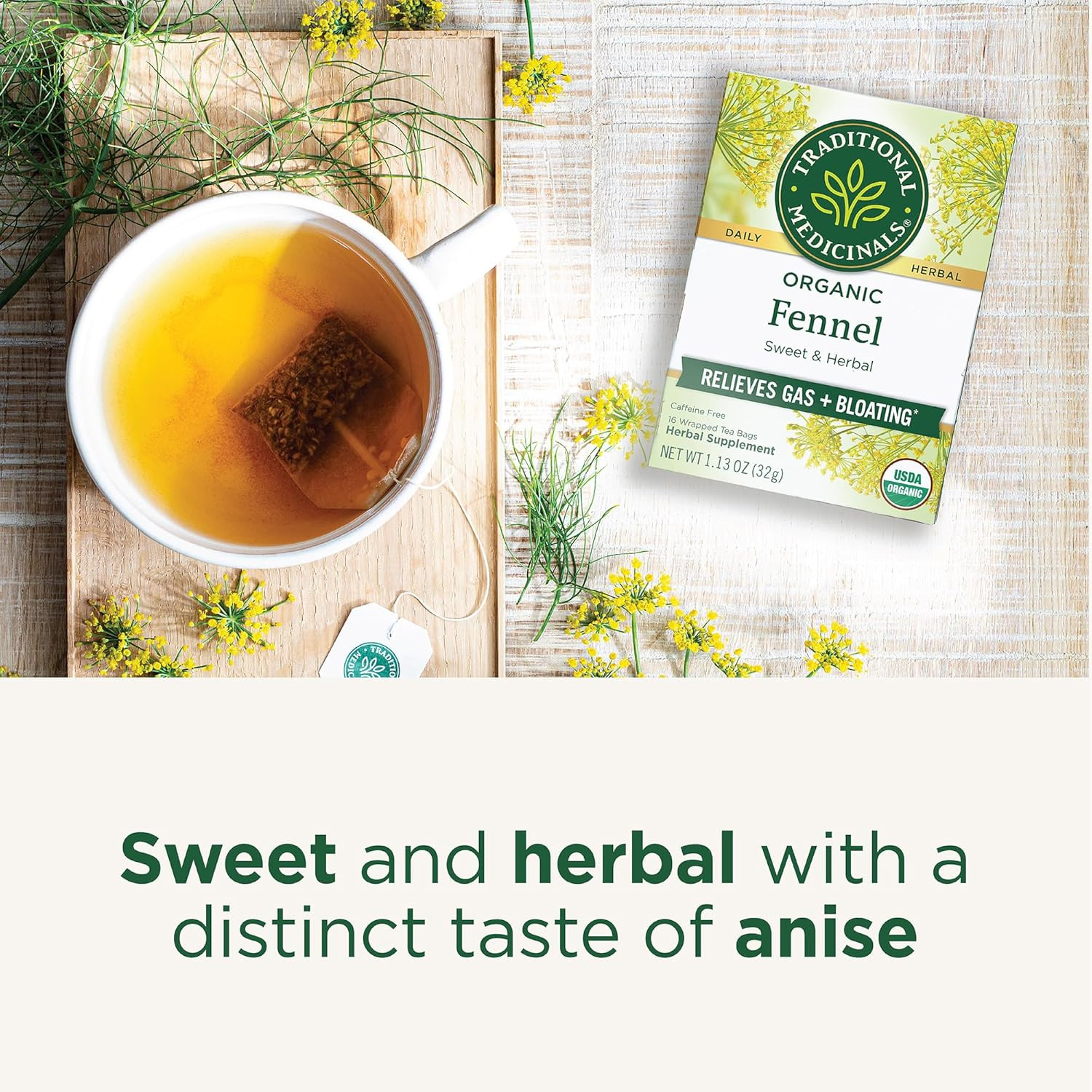 Traditional Medicinals Tea, Organic Fennel, Promotes Healthy Digestion, 96 Tea B