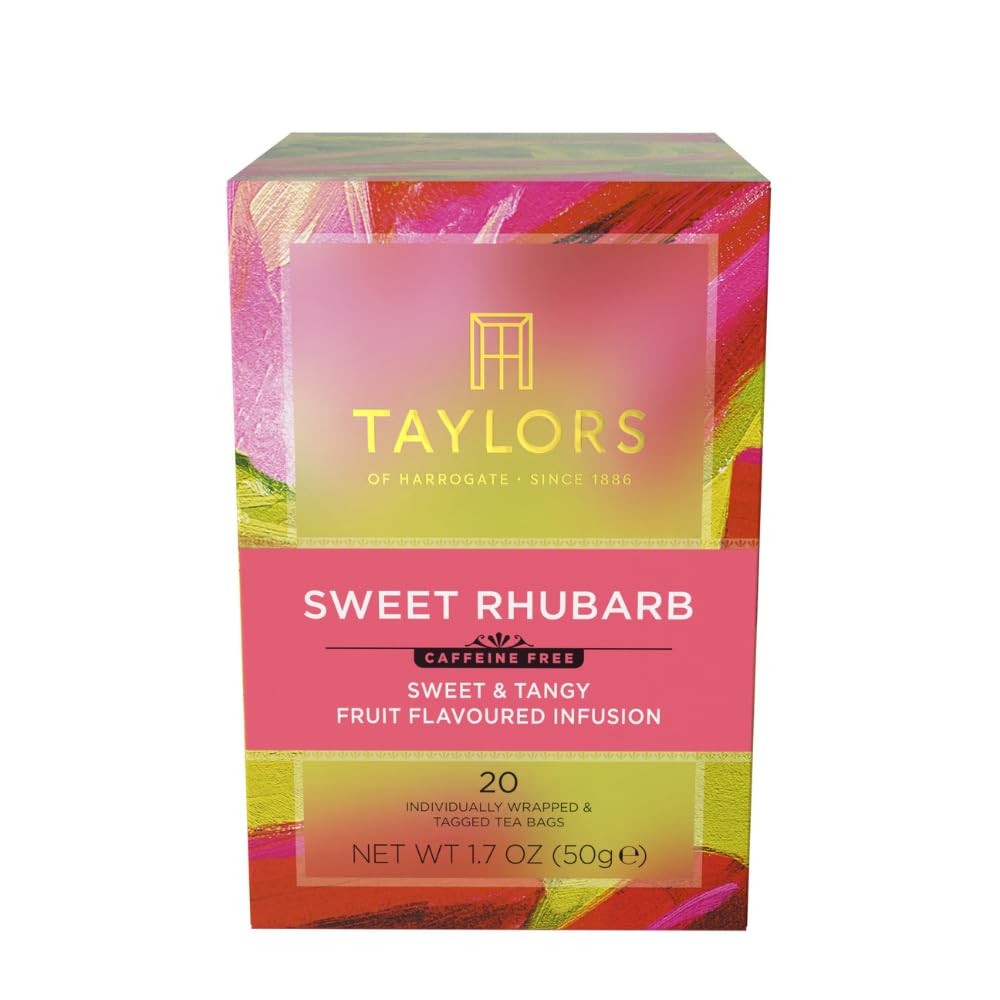 Sweet Rhubarb, Herbal Tea, Individually Wrapped Bags, 20 Count (Pack of 1), V…