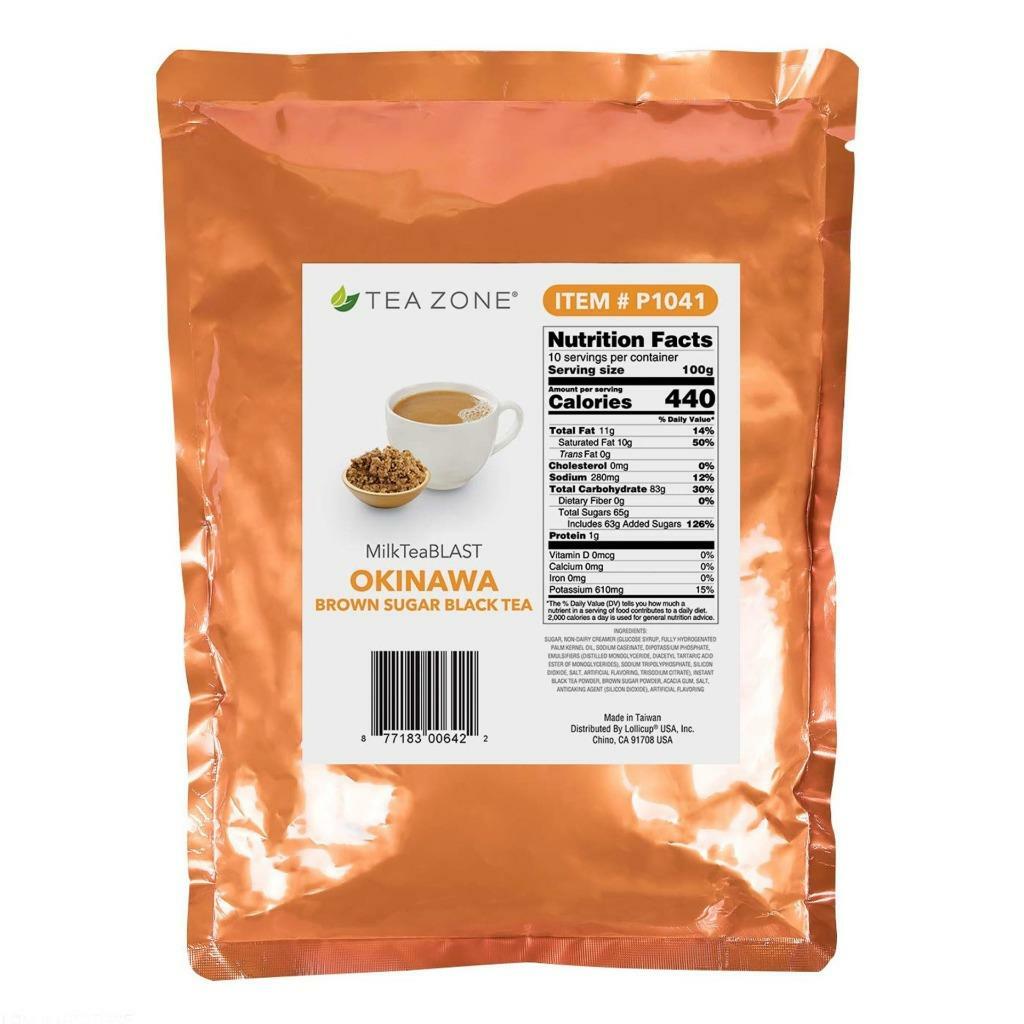 Tea Zone Okinawa Milk Tea Blast Brown Sugar Black Tea Boba Bubble Tea 2.2 lbs.