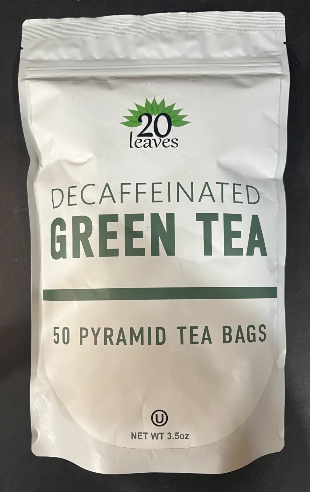 20 LEAVES Decaffeinated Green Tea 50 Pyramid Tea Bags
