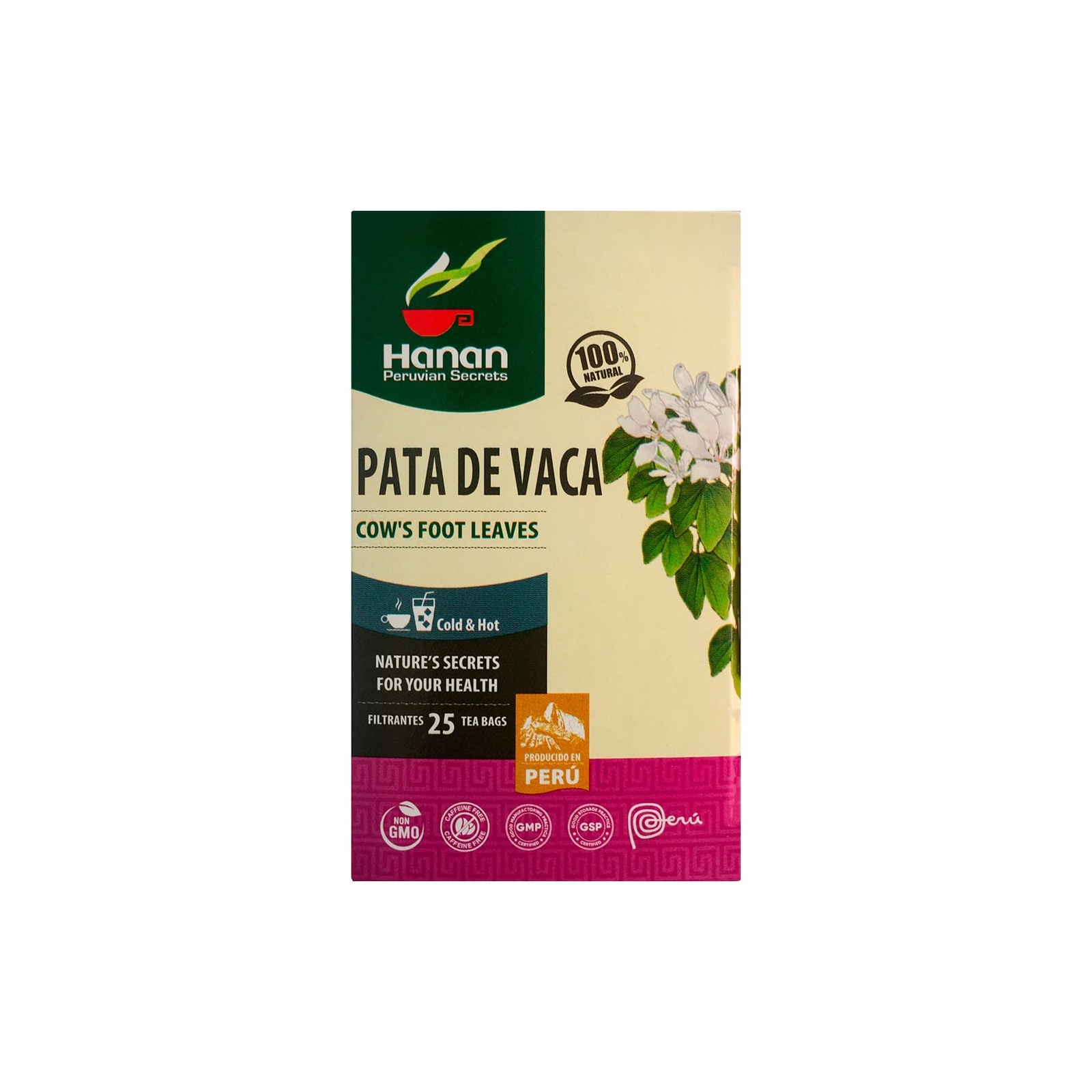 Pata De Vaca Bauhinia Tea 25 Count Caffeine Free Herbal Tea Individual Bags