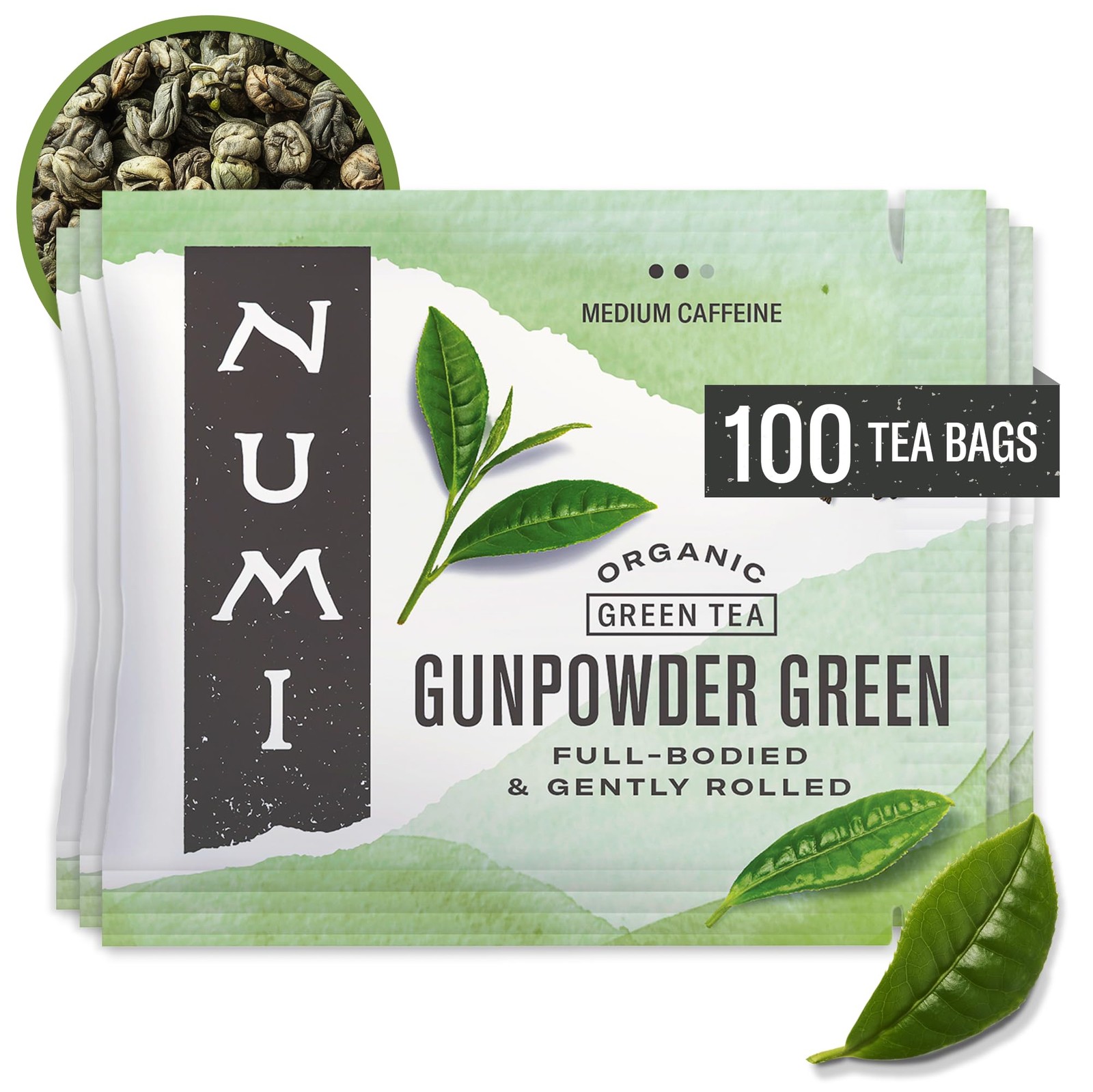 Numi Organic Green Tea Bagged Full Bodied Flavor 100 Count Whole Leaf Tea