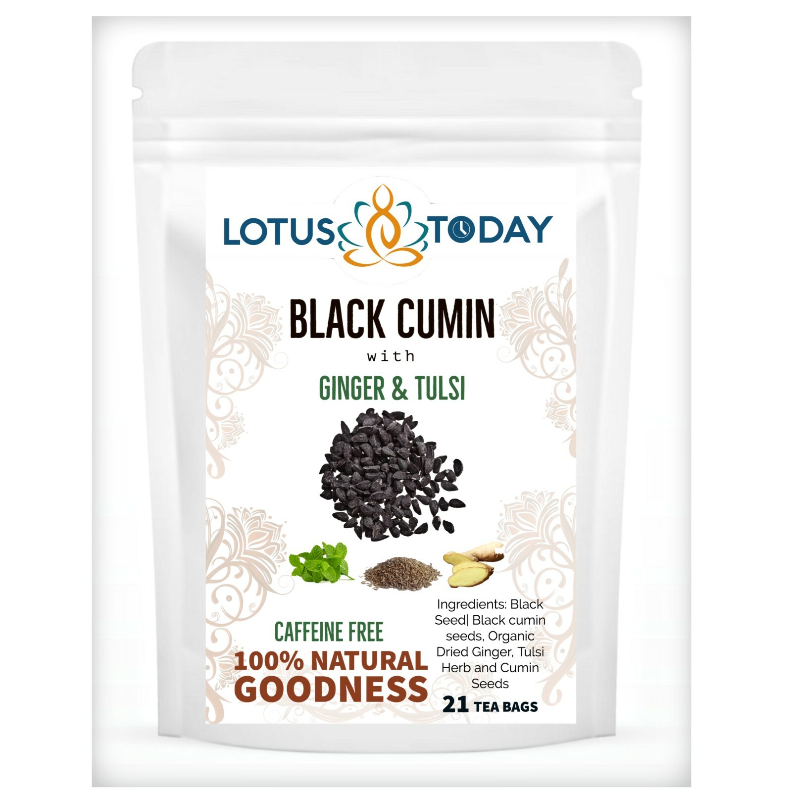 Lotustoday Herbal tea | Black Seed Tea | Black Cumin tea| Cumin Chai Tea 21 Bags