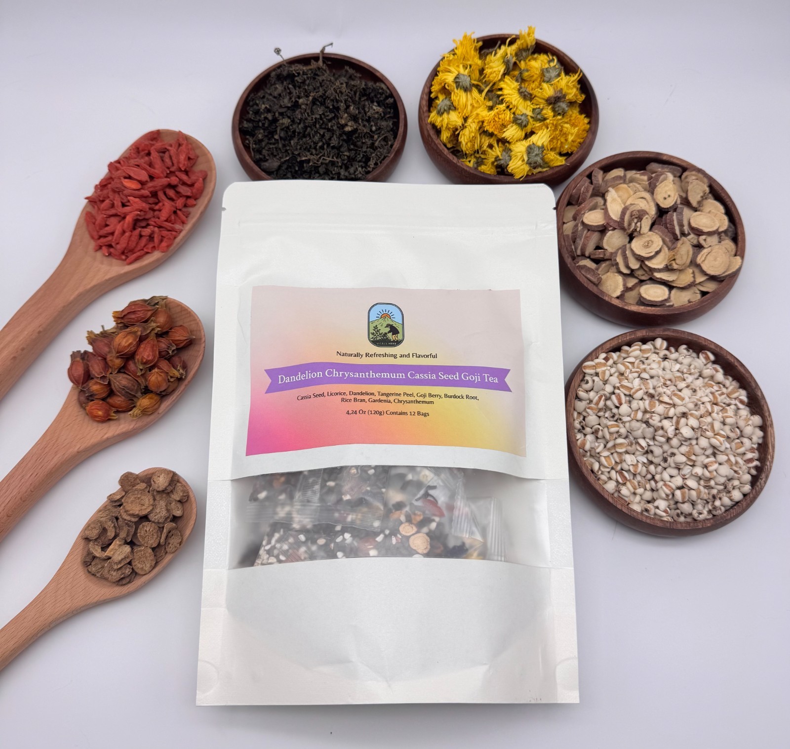 Summer Sale Dandelion Wolfberry Herbal Tea Bags 24ct 120g Botanical Blend