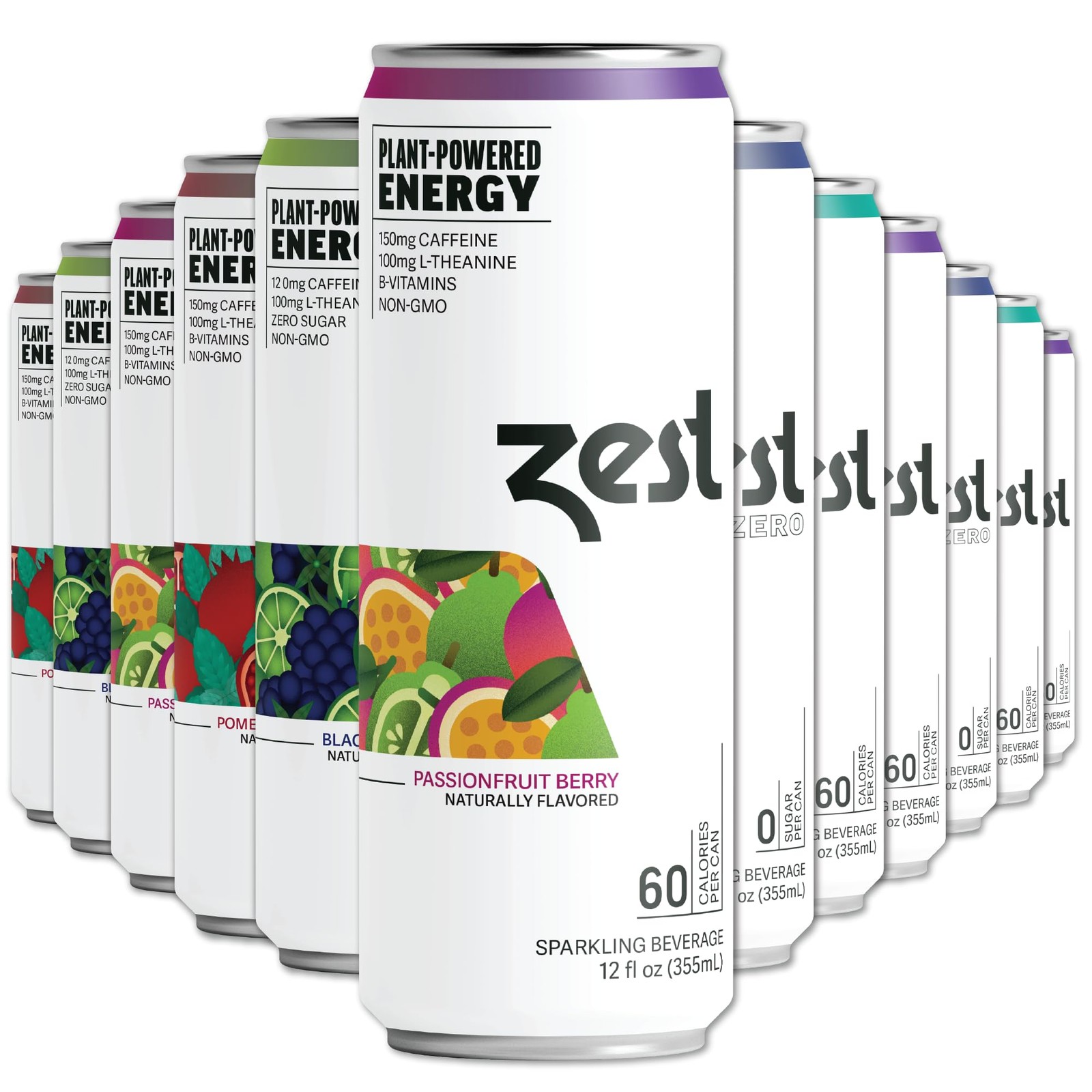 Zest Clean Energy Drinks Variety Pack – 3 Flavors – 120-150mg Caffeine + 100mg