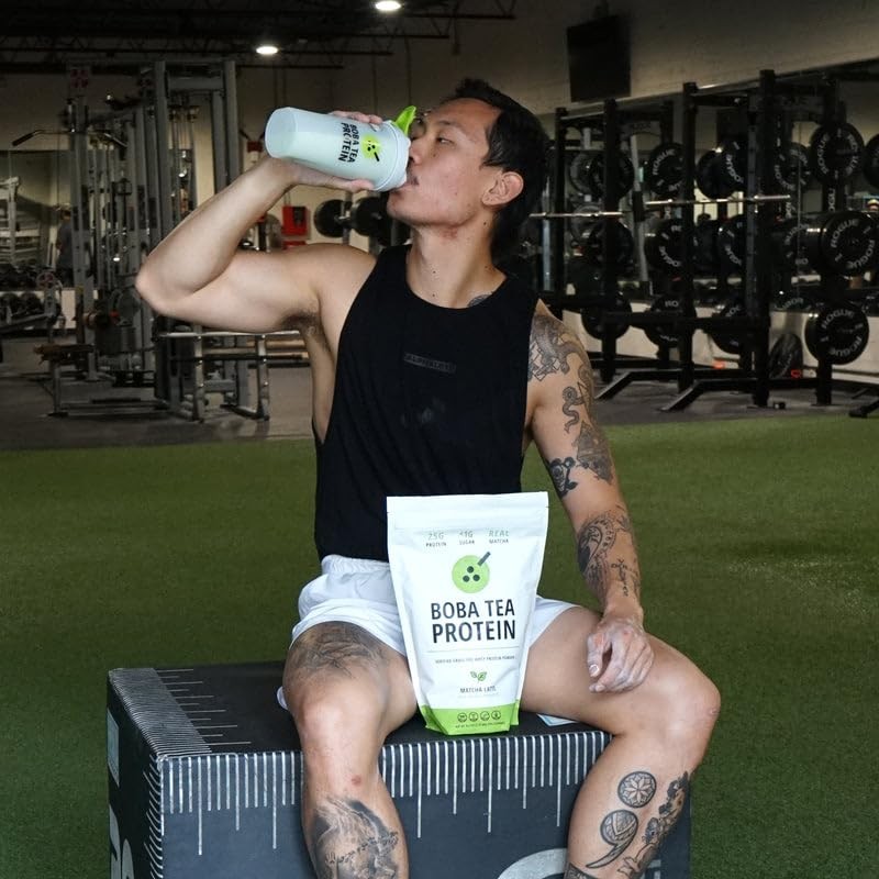 Boba Tea Protein Matcha Latte | 25g GrassFed Whey Protein Isolate Powder | Gl…