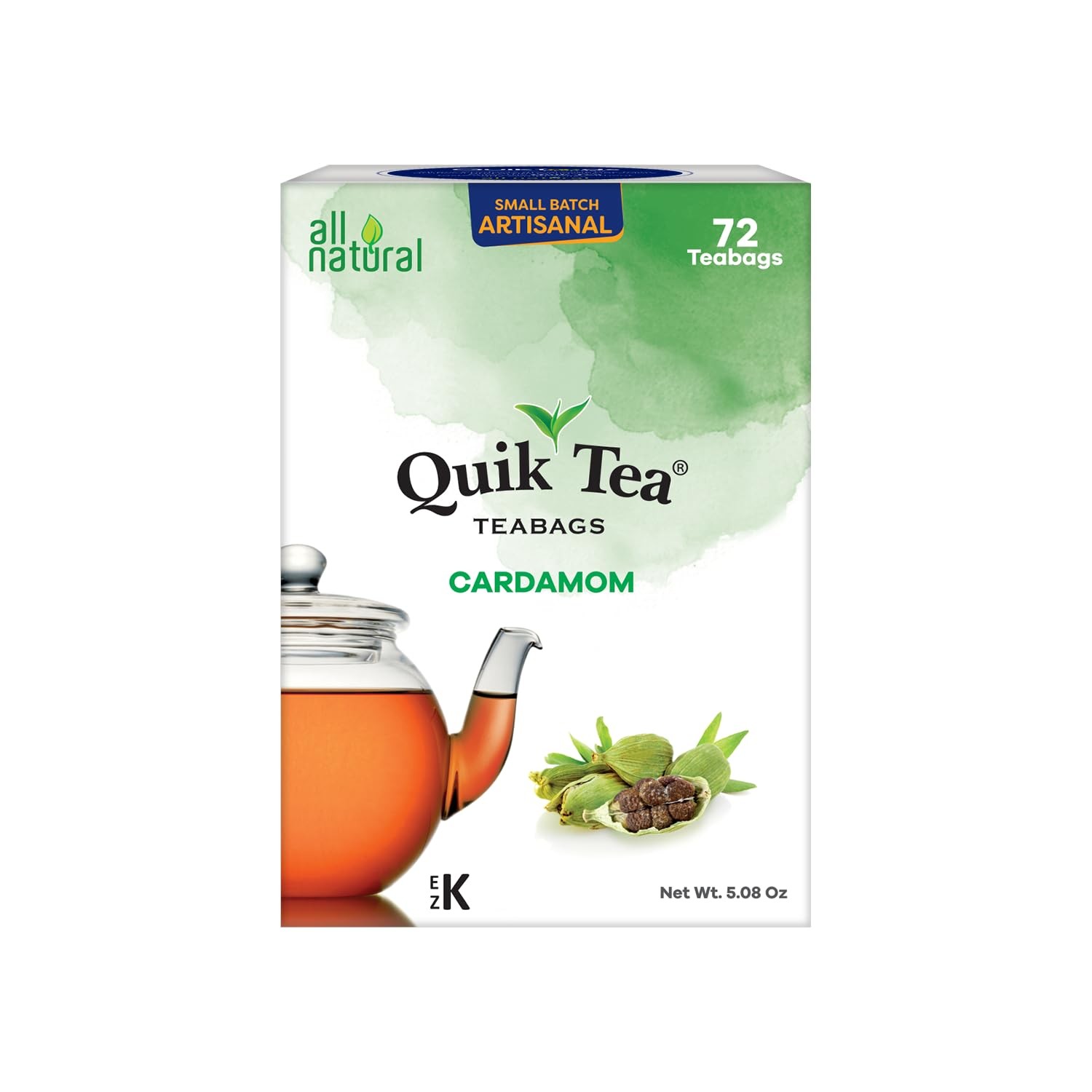 QuikTea Cardamom Tea Bags – 72 Count – Premium Assam 1 (Pack of 72)