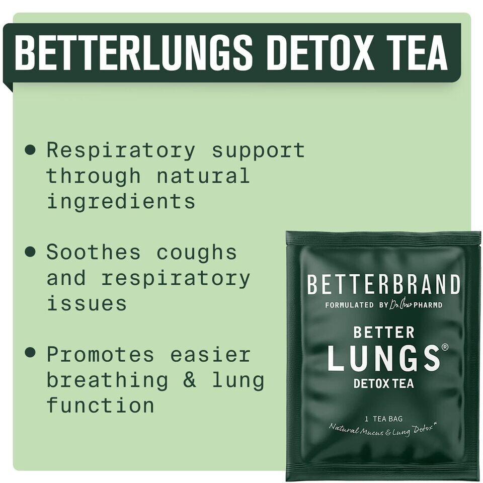 Betterbrand Better Lungs Detox Tea Caffeine Free Herbal Tea Bags Mullein Leaf