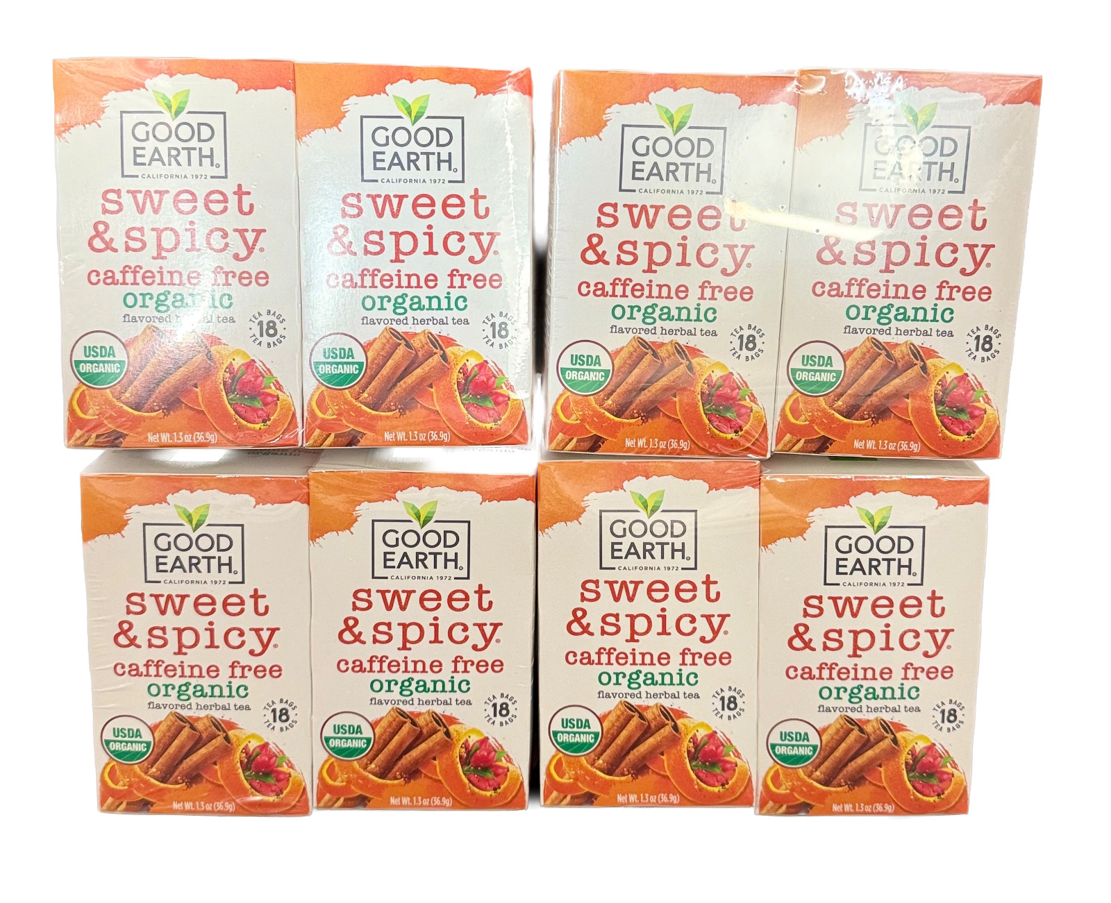 Good Earth Sweet & Spicy Original Caffeine Free Organic TEA 18/box LOT OF 16=288